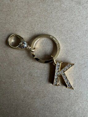 HENRI BENDEL GOLD CRYSTAL "K" CHARM KEYCHAIN